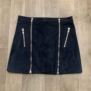 Womens Six Crisp Days‎ Faux Suede Moto Mini Skirt